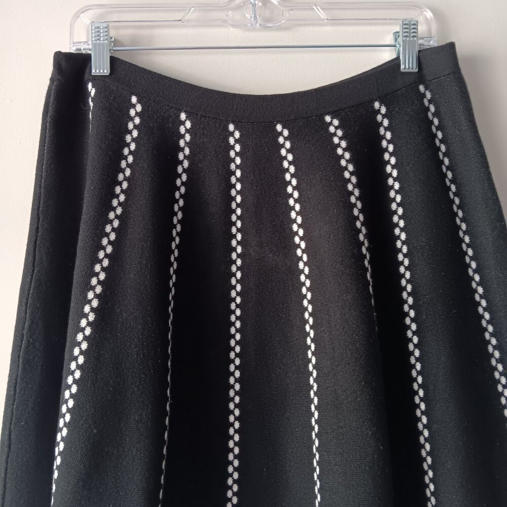 Spense Brand womens large Rayon Nylong knee length skirt Black white design E1 - Picture 11 of 15